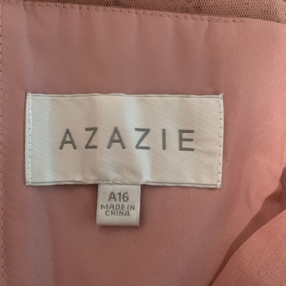 Azazie Blush Pink Bridesmaid Halter Lace Dress - Picture 7 of 11